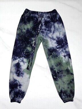 Civil Regime Blue & Green Marble Tie Dye Wash Jogger Sweats • Small